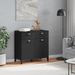 Buffet VIKEN noir 80x40x80 cm bois massif de pin - Photo n°3