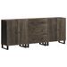 Buffets 3 pcs noir 60x33x75 cm bois massif de manguier - Photo n°1