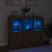 Buffets avec lumières LED 3 pcs chêne brun bois d'ingénierie - Photo n°3