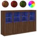 Buffets avec lumières LED 3 pcs chêne brun bois d'ingénierie - Photo n°2