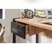 Bureau 2 tiroirs style industriel bois chêne clair et métal noir Dukita 139 cm - Photo n°4