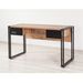 Bureau 2 tiroirs style industriel bois chêne clair et métal noir Dukita 139 cm - Photo n°5