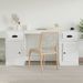 Bureau avec armoire blanc brillant bois d'ingénierie - Photo n°1