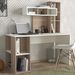 Bureau avec étagère intégré bois naturel et blanc Ciska 120 - Photo n°2