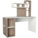 Bureau avec étagère intégré bois naturel et blanc Ciska 120 - Photo n°3