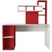Bureau avec étagère intégré bois rouge et blanc Ciska 120 - Photo n°1