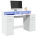 Bureau avec lumières LED blanc 140x55x91 cm bois d'ingénierie - Photo n°1