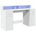 Bureau avec lumières LED blanc 140x55x91 cm bois d'ingénierie - Photo n°3