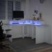 Bureau avec lumières LED blanc 152x152x91 cm bois d'ingénierie - Photo n°5