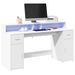 Bureau avec lumières LED blanc 160x55x91 cm bois d'ingénierie - Photo n°1