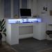 Bureau avec lumières LED blanc 160x55x91 cm bois d'ingénierie - Photo n°5