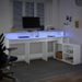 Bureau avec lumières LED blanc 200x104x91 cm bois d'ingénierie - Photo n°5