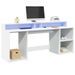 Bureau avec lumières LED blanc 200x55x91 cm bois d'ingénierie - Photo n°1