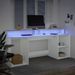 Bureau avec lumières LED blanc 200x55x91 cm bois d'ingénierie - Photo n°5