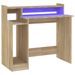 Bureau avec lumières LED Chêne 97x45x90 cm Bois d'ingénierie - Photo n°2