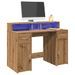 Bureau avec lumières LED chêne artisanal bois d'ingénierie - Photo n°1