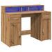 Bureau avec lumières LED chêne artisanal bois d'ingénierie - Photo n°3