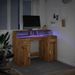 Bureau avec lumières LED chêne artisanal bois d'ingénierie - Photo n°5