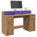 Bureau avec lumières LED chêne artisanal bois d'ingénierie - Photo n°1