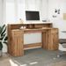 Bureau avec lumières LED chêne artisanal bois d'ingénierie - Photo n°4