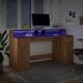 Bureau avec lumières LED chêne artisanal bois d'ingénierie - Photo n°5