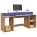 Bureau avec lumières LED chêne artisanal bois d'ingénierie - Photo n°1