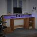 Bureau avec lumières LED chêne artisanal bois d'ingénierie - Photo n°5