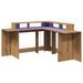 Bureau avec lumières LED chêne artisanal bois d'ingénierie - Photo n°3