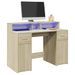 Bureau avec lumières LED chêne sonoma bois d'ingénierie - Photo n°1