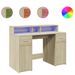 Bureau avec lumières LED chêne sonoma bois d'ingénierie - Photo n°2