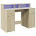 Bureau avec lumières LED chêne sonoma bois d'ingénierie - Photo n°3