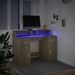 Bureau avec lumières LED chêne sonoma bois d'ingénierie - Photo n°5