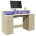 Bureau avec lumières LED chêne sonoma bois d'ingénierie - Photo n°1