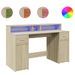 Bureau avec lumières LED chêne sonoma bois d'ingénierie - Photo n°2