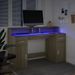 Bureau avec lumières LED chêne sonoma bois d'ingénierie - Photo n°5