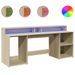 Bureau avec lumières LED chêne sonoma bois d'ingénierie - Photo n°2