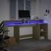 Bureau avec lumières LED chêne sonoma bois d'ingénierie - Photo n°5