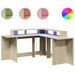 Bureau avec lumières LED chêne sonoma bois d'ingénierie - Photo n°2