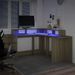 Bureau avec lumières LED chêne sonoma bois d'ingénierie - Photo n°5