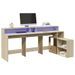 Bureau avec lumières LED chêne sonoma bois d'ingénierie - Photo n°1