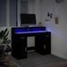 Bureau avec lumières LED noir 120x55x91 cm bois d'ingénierie - Photo n°5