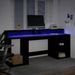 Bureau avec lumières LED noir 200x55x91 cm bois d'ingénierie - Photo n°5