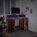 Bureau avec lumières LED vieux bois bois d'ingénierie - Photo n°5