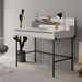 Bureau avec tiroir bois blanc et anthracite avec des pieds en métal noir Kinza 108 cm - Photo n°4