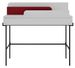 Bureau avec tiroir bois blanc et rouge avec des pieds en métal noir Kinza 108 cm - Photo n°1