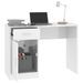 Bureau avec tiroir et armoire Blanc brillant 100x40x73 cm - Photo n°4