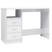 Bureau avec tiroirs Blanc brillant 110x50x76 cm - Photo n°1