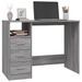 Bureau avec tiroirs Sonoma gris 102x50x76 cm Bois d'ingénierie - Photo n°4