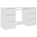 Bureau bois blanc brillant 6 tiroirs Study 140 cm - Photo n°1