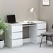 Bureau bois blanc brillant 6 tiroirs Study 140 cm - Photo n°6